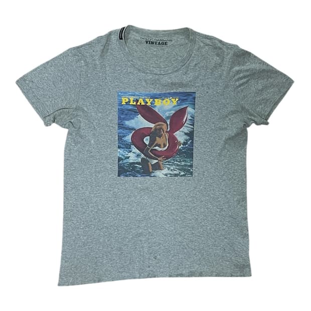 Dolce & Gabbana PLAY BOY 프린팅 데미지 티셔츠