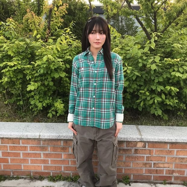 Journal Standard Mint Plaid Shirt