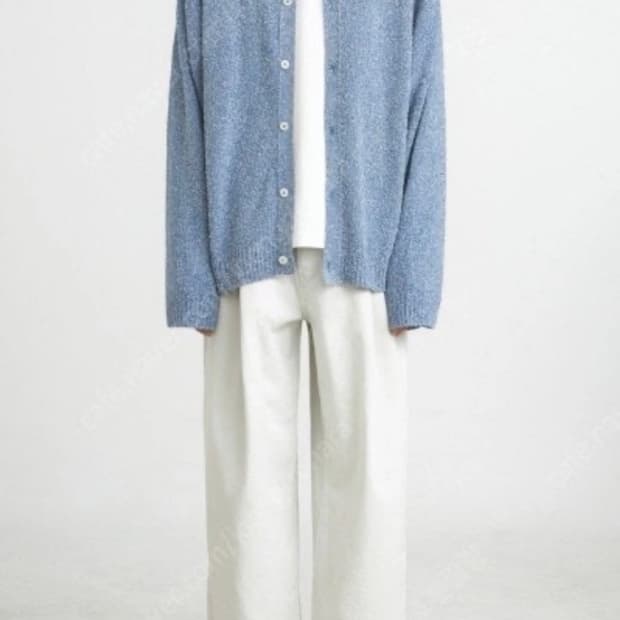 유스 youth 니트 카라 가디건 블루
