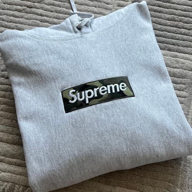 슈프림 카모 박스로고 후드 애쉬 그레이 (23fw)