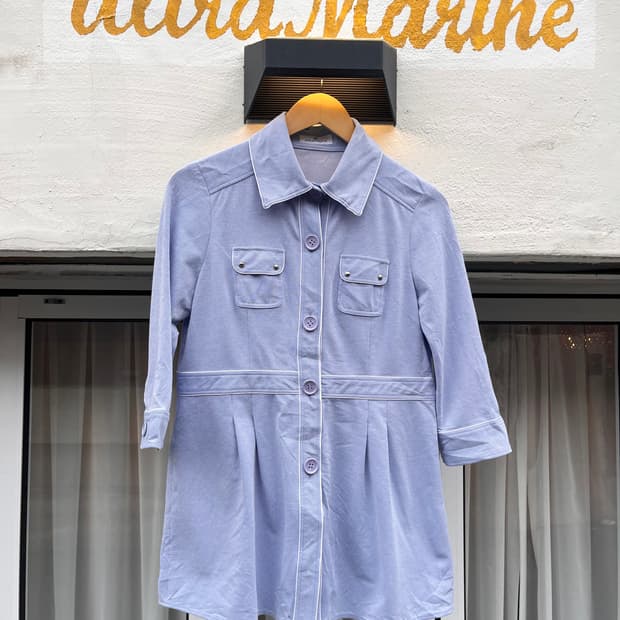 쿠레쥬 스트라이프 셔츠 원피스