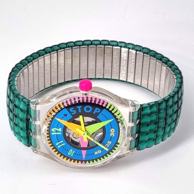 93년판) 빈티지 스와치 스톱워치 멀티컬러 익스팬션