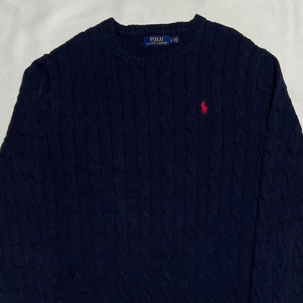 L 폴로랄프로렌 네이비 케이블 니트