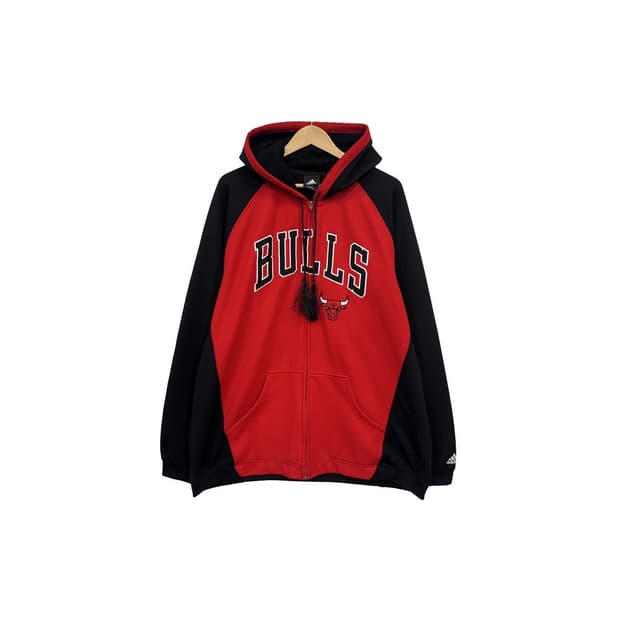 아디다스 시카고 불스 어센틱 빅로고  풀 후드집업