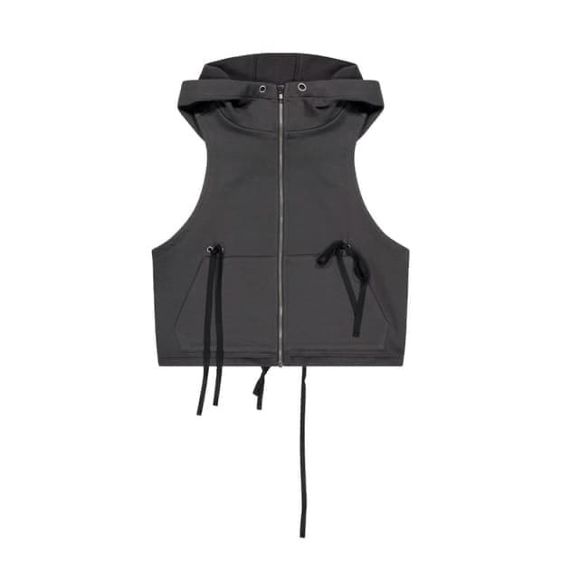 뚜오미오 후드 베스트 laced up vest 차콜