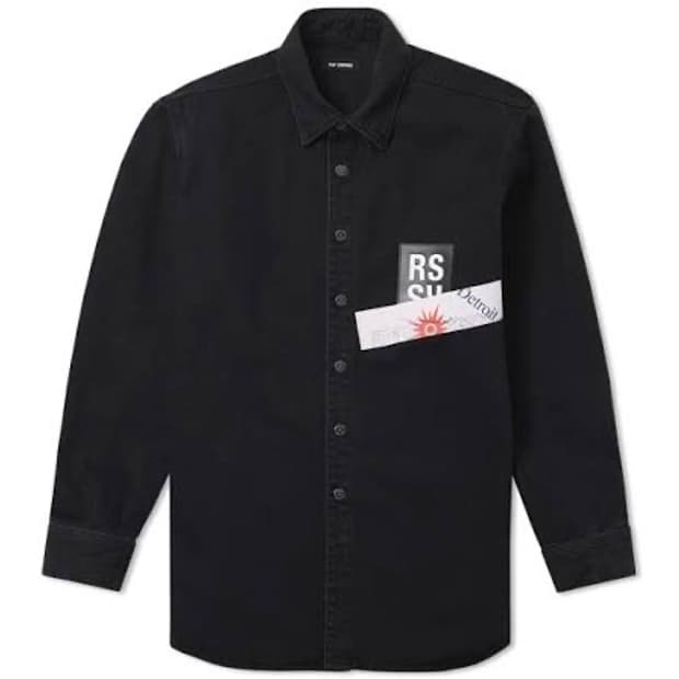 [m] 라프시몬스 패치 로고 데님셔츠 자켓