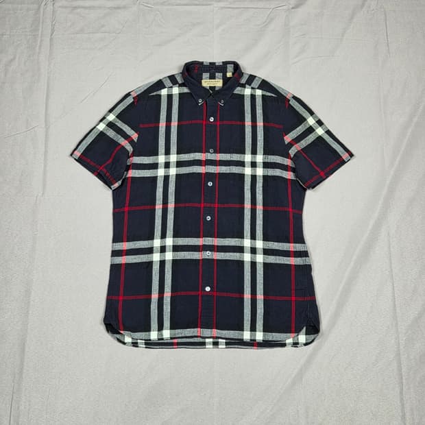 (새상품) [버버리] 메가 체크 린넨 코튼 반팔 셔츠 | S00078