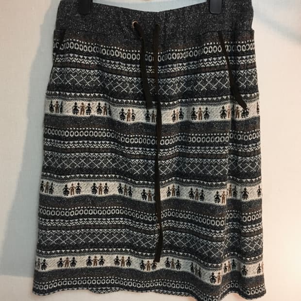 에스닉 패턴 니트 스커트 와이즈걸빈티지입질연