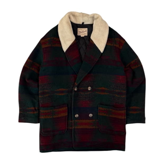 80s 울리치 아즈텍 나바호 양털카라 헤비울 랜치코트