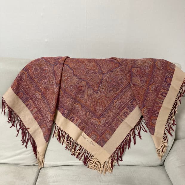 거의새것) 정품 크리스찬 디올 페이즐리 패턴 숄 겸 무릎담요