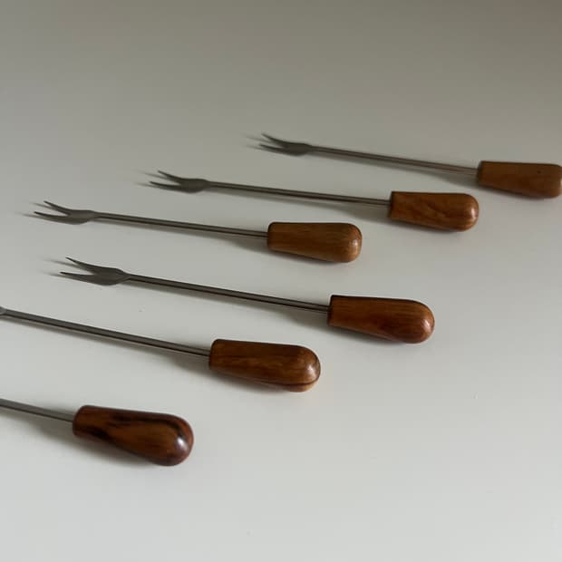 빈티지 우든 포크세트 6pcs
