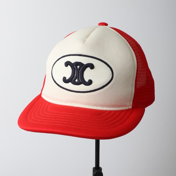 L / Celine 셀린느 레드 로고 트러커 햇