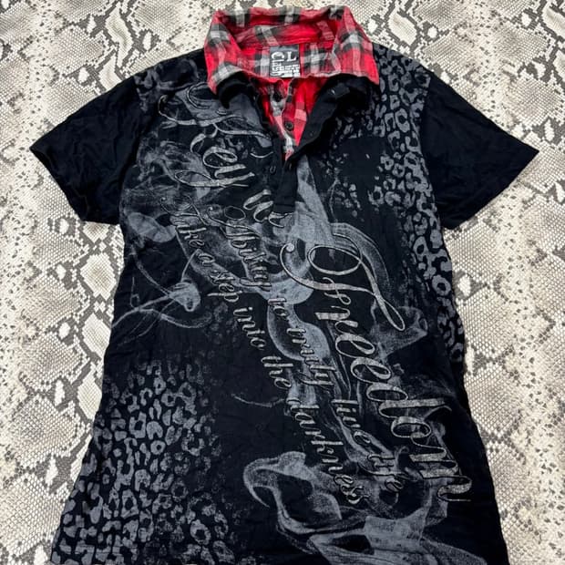 00's Design Check Layered Leopard Tee