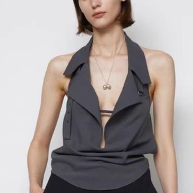 로우 클래식 스트랩 홀터탑 (그레이)