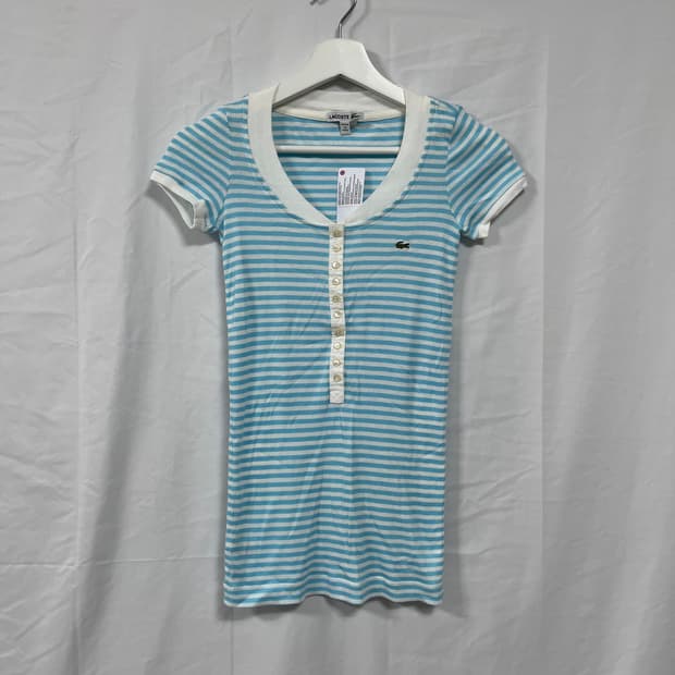 라코스테 슬림핏 스트라이프 헨리넥 반팔 (새상품)