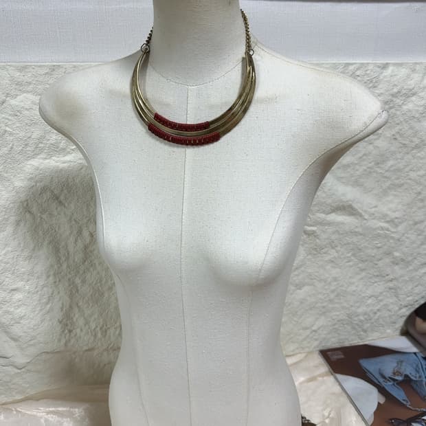 빈티지 뜨개질 랩 황동 목걸이