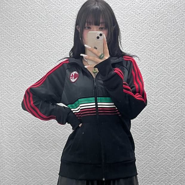 아디다스 AC 밀란 빈티지 레트로 배색 져지 집업 95 C10839