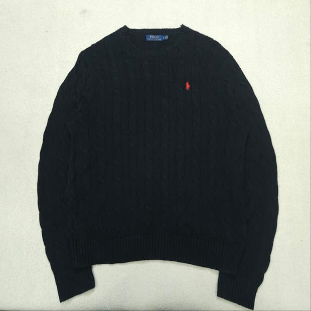 폴로 랄프 로렌 신형 케이블 니트 L 블랙