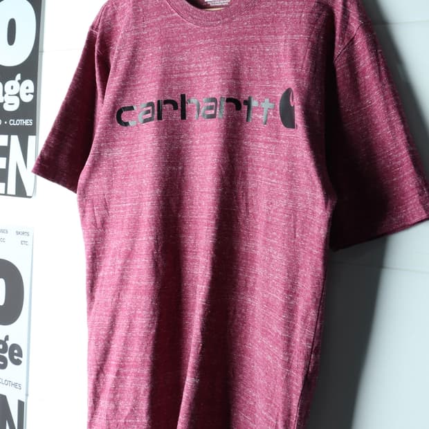 (S-L) 칼하트 반팔 티셔츠 USA 버건디 빅로고 유니크-H35988