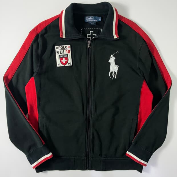 Polo 폴로 랄프로렌 00's 스위스 블랙 화이트 빅포니 집업 자켓
