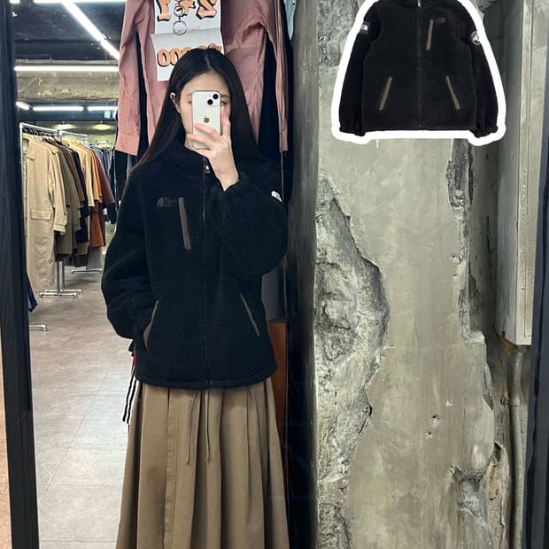 노스페이스 플리스 후드 자켓 블랙 키즈 160 #csz2994