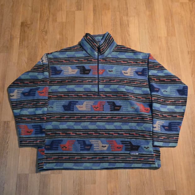 (XL)Rare파타고니아 Usa 블루 아나톨리아 패턴 신칠라 플리스