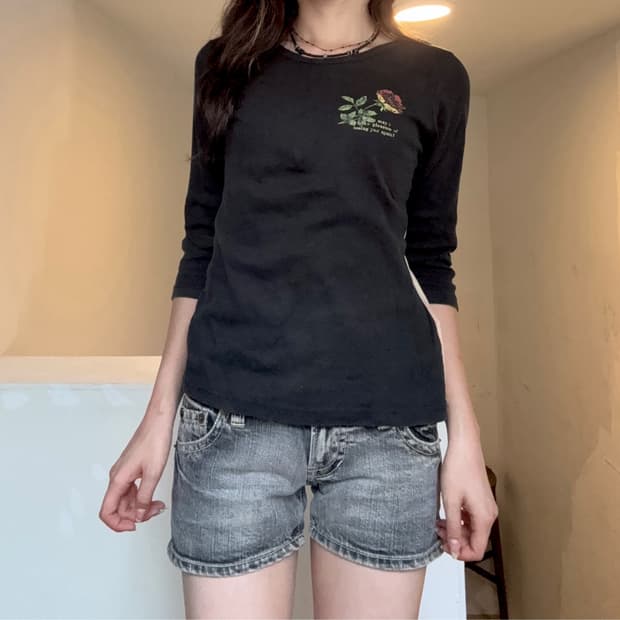 L)JOKY GAL Y2K 빈티지 그래픽 7부 롱슬리브