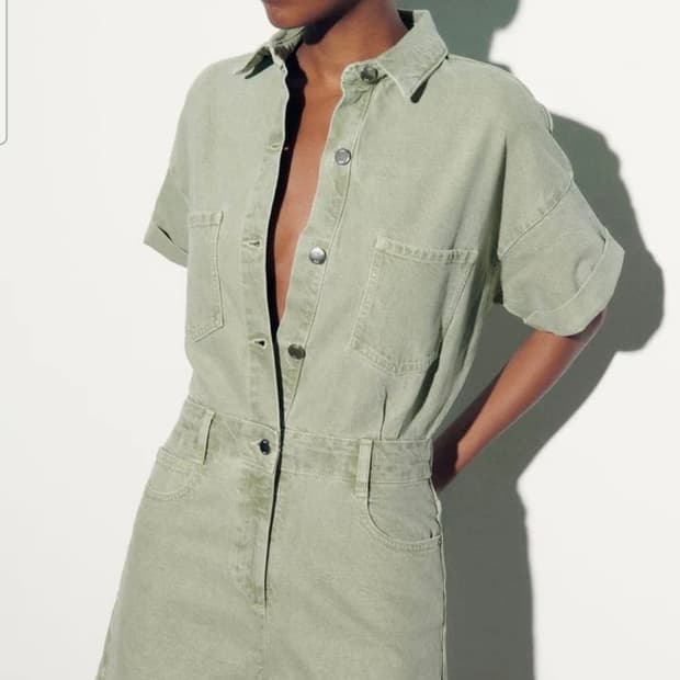 자라(ZARA) 카키 데님 데일리 반바지 점프수트 M