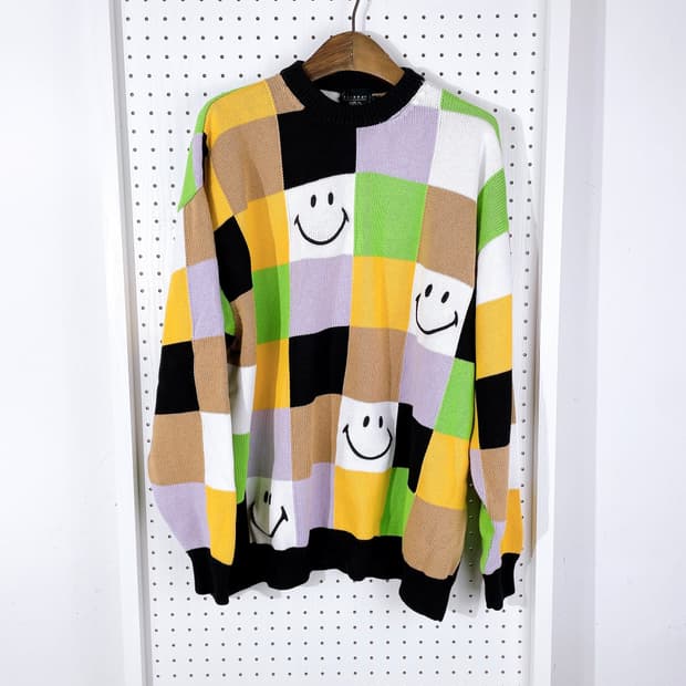 (정품/새상품) 조슈아 X 스마일 공용 컬러블럭 루즈핏 니트
