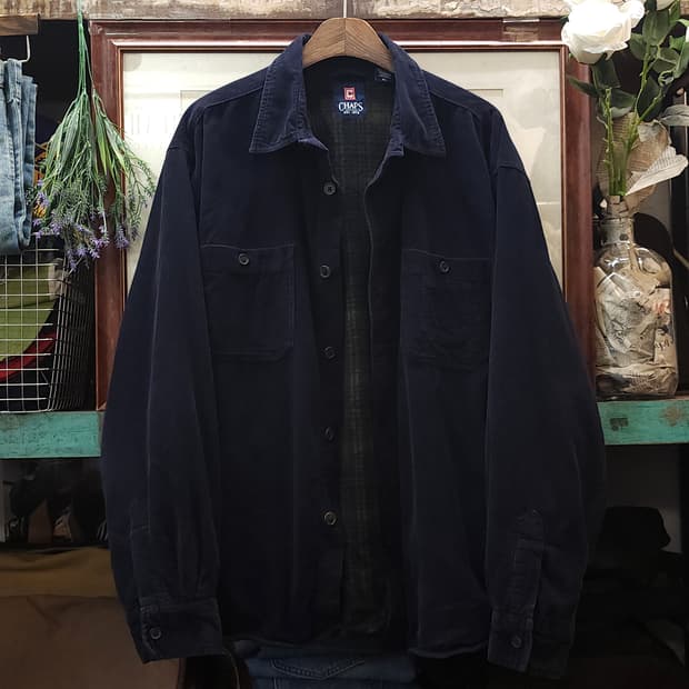 90s 챕스 랄프로렌 코듀로이 워크셔츠 컨트리 쉐르파 셔츠자켓 네이비xl