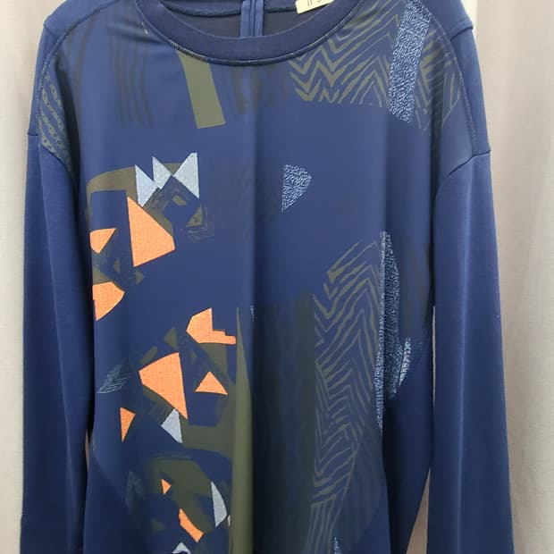 it michaa패턴 긴팔 티셔츠 네이비