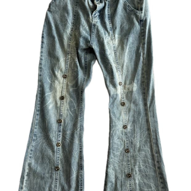 y2k 빈티지 워싱 타투 부츠컷 청바지 팬츠