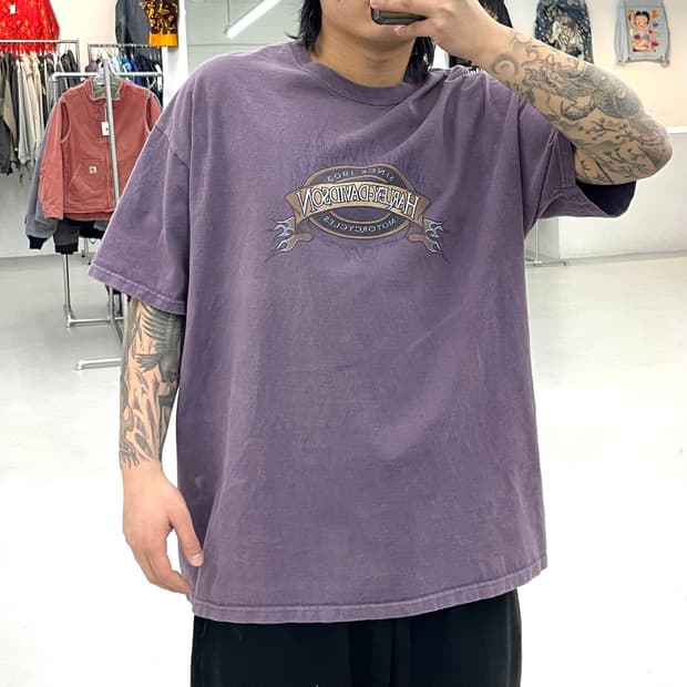 할리데이비슨 90s 플레임 불꽃 하드 페이딩 빈티지 반팔 티셔츠 