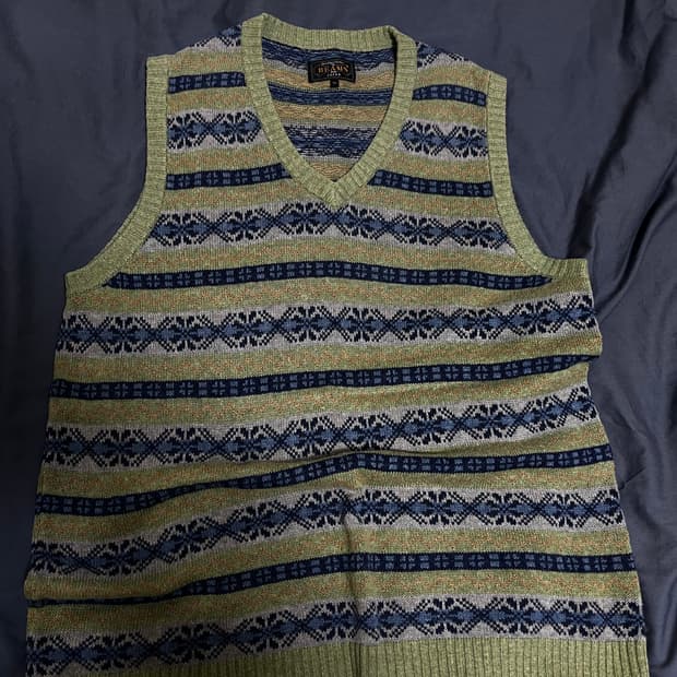 빔즈플러스 페어아일 아가일 패턴 베스트 XL 에임레온도르