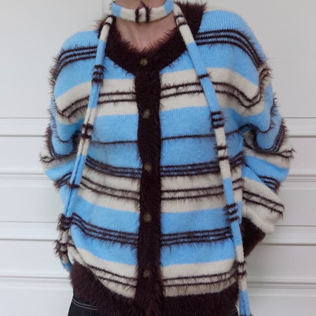 민더리 헤어리스트라이프가디건+머플러 판매해요