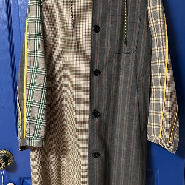 앤더슨벨 체크 패치워크 후드 코트