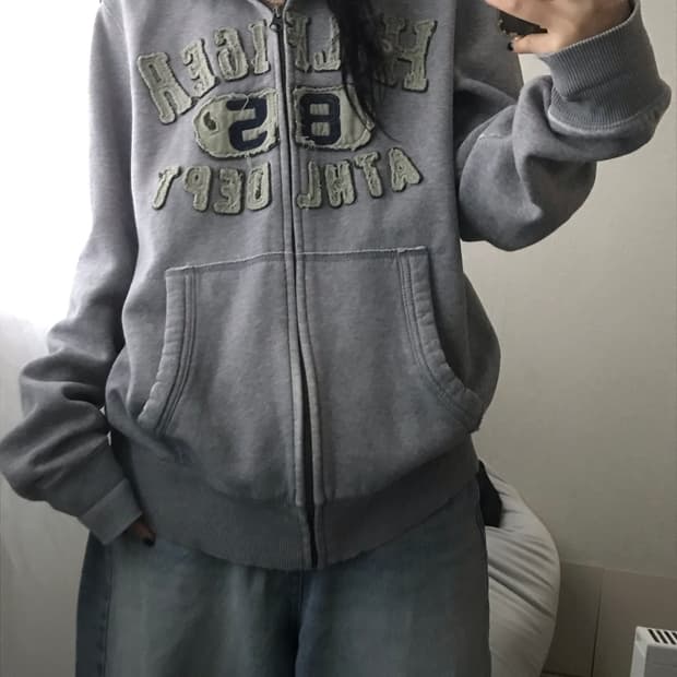 타미힐피거 그레이 후드집업