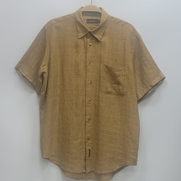 Henry Cottons 헨리코튼 린넨 체크 셔츠 / 남 100 브라운
