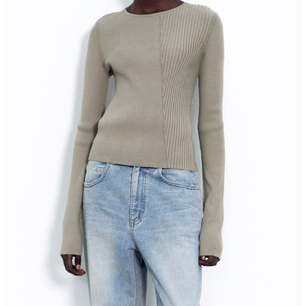 인사일런스우먼 믹스 스트럭쳐 니트 ASH BEIGE M