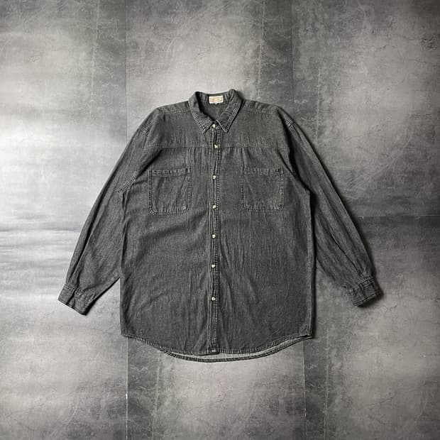 UNKNOWN 빈티지 차콜 데님 코튼 셔츠 A00666