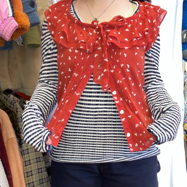 jpn 하트 레이어드 블라우스