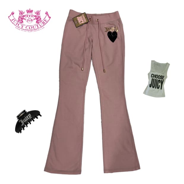 쥬시꾸뛰르 부츠컷 핑크 트레이닝 팬츠