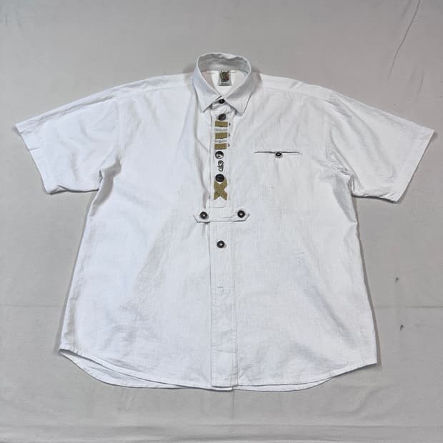 XXL) Solo 유럽 빈티지 린넨 반팔 셔츠 화이트