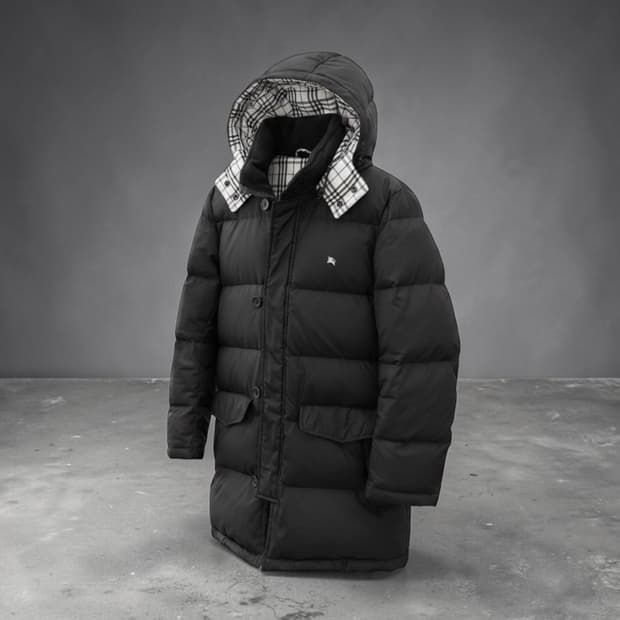 M/ 버버리 블랙라벨 미니로고 다운 후디 롱패딩