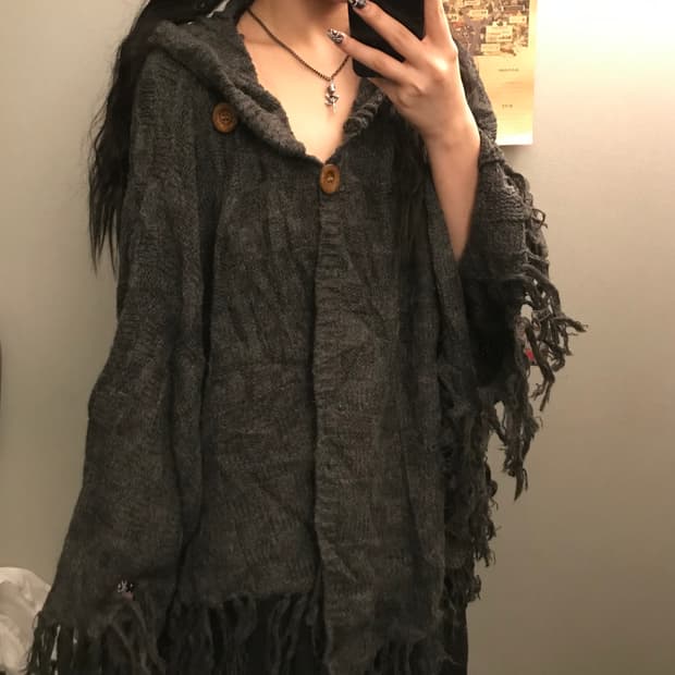 JPN Vintage 모리걸 사와코 니트 케이프 판초