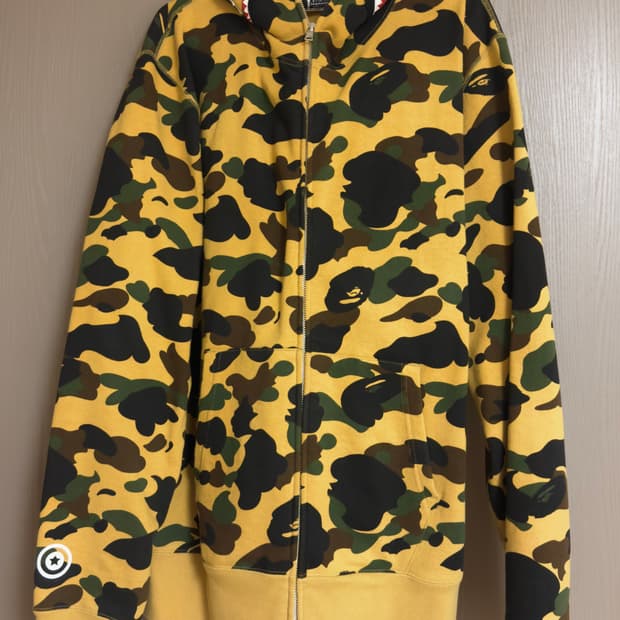 베이프 황계 샤크 카모 후드집업 XL