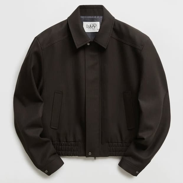 [48] 엘무드 마티오 울 스트라이프 블루종 자켓 브라운