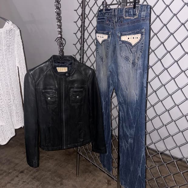 마이클 코어스 레더 자켓 블랙 y2k 딱붙핏