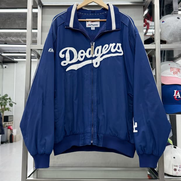 마제스틱 00s LA 다저스 후리스 패딩 점퍼 자켓 블루