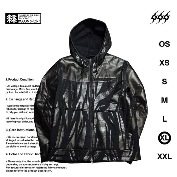 코오롱스포츠 10S 가죽 후드집업 자켓